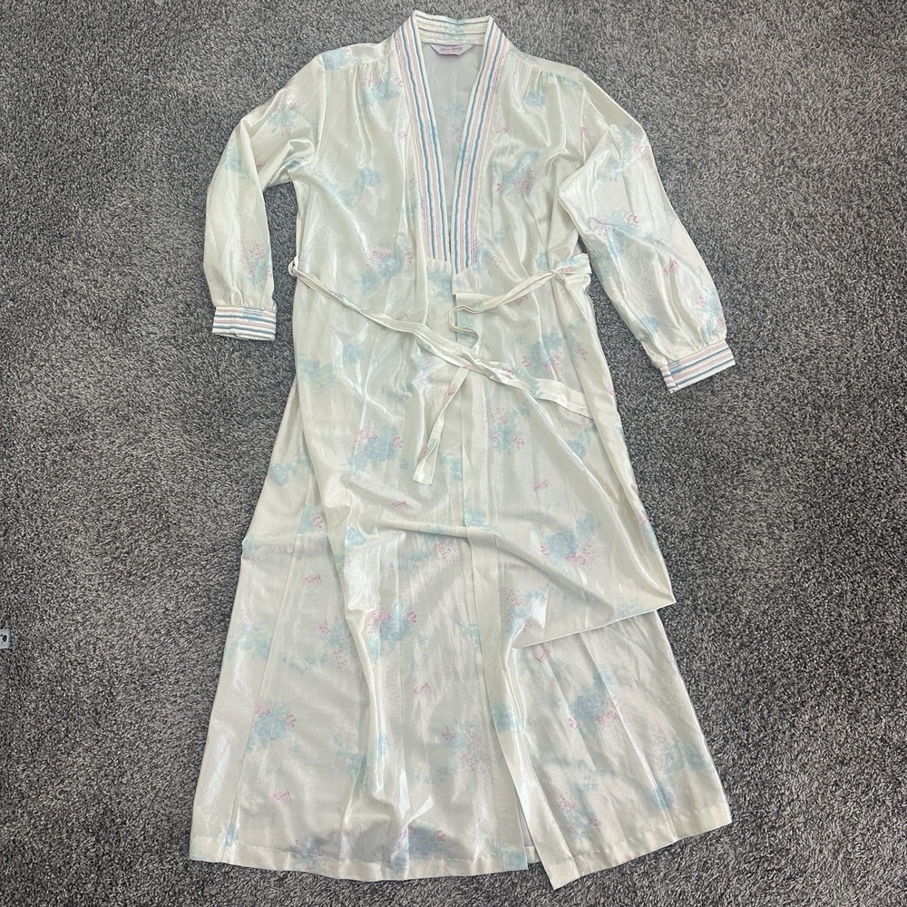 Vintage‎ Reasa Martin Satin Lace Robe Small Floral Pastel USA Made Bridal Glam